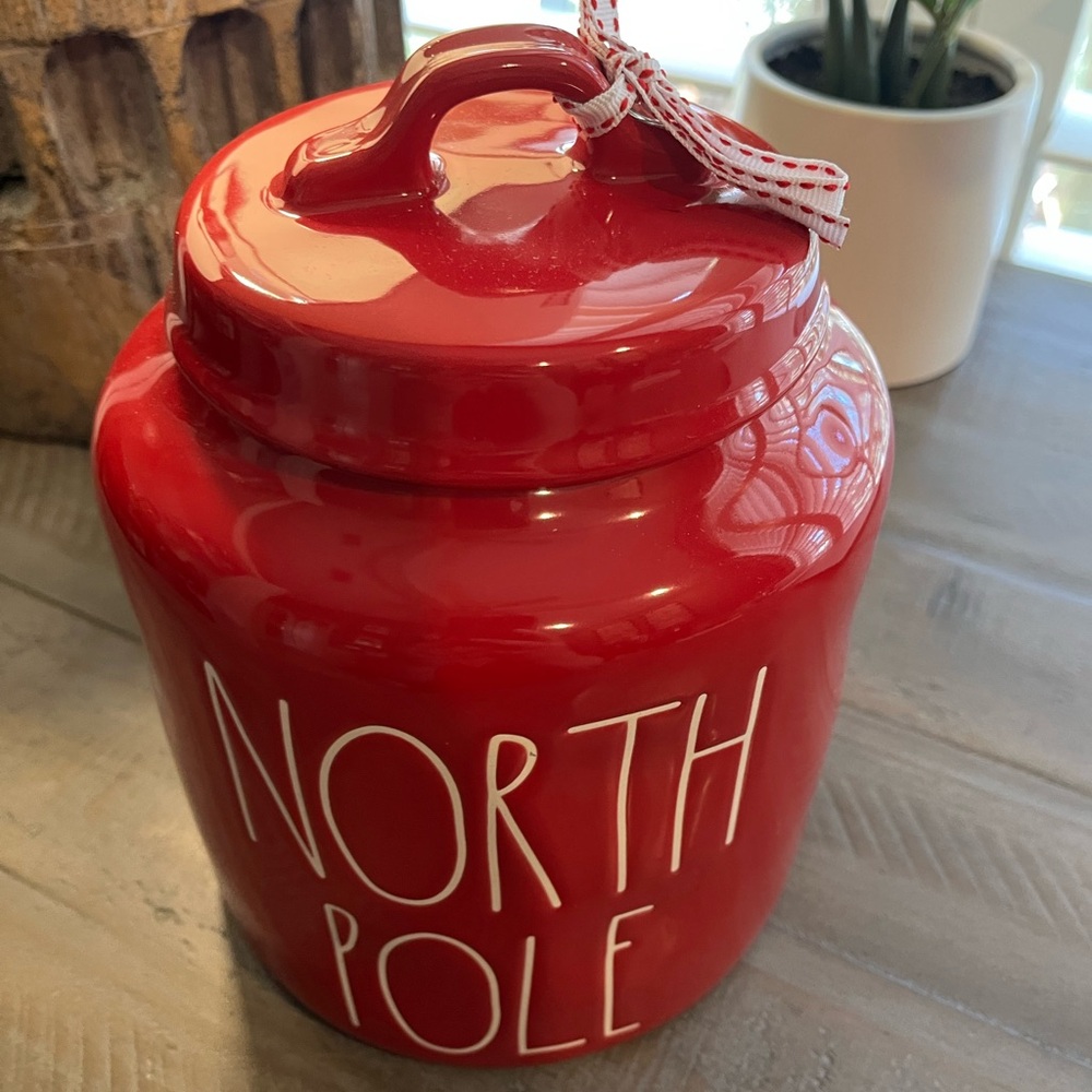 Rae Dunn Red North Pole Canister or Cookie Jar with Lid - Picture 3 of 8